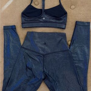 Lululemon Lmtd Edition Radiate Foil Black Nt Set SIZE 4 FlowY bra align legging